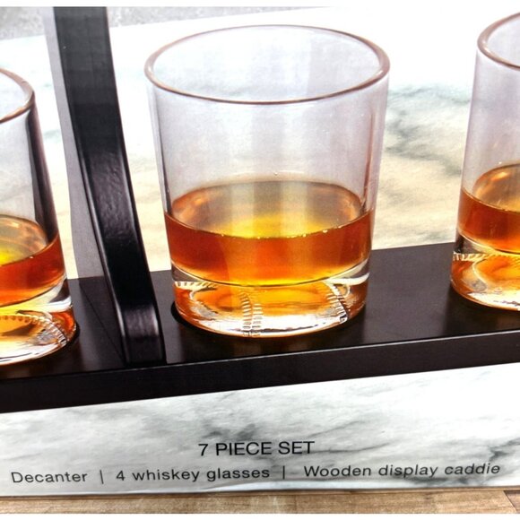 Brookstone 7-Piece Whiskey Decanter & Glass Set With Caddy - Picture 4 of 5